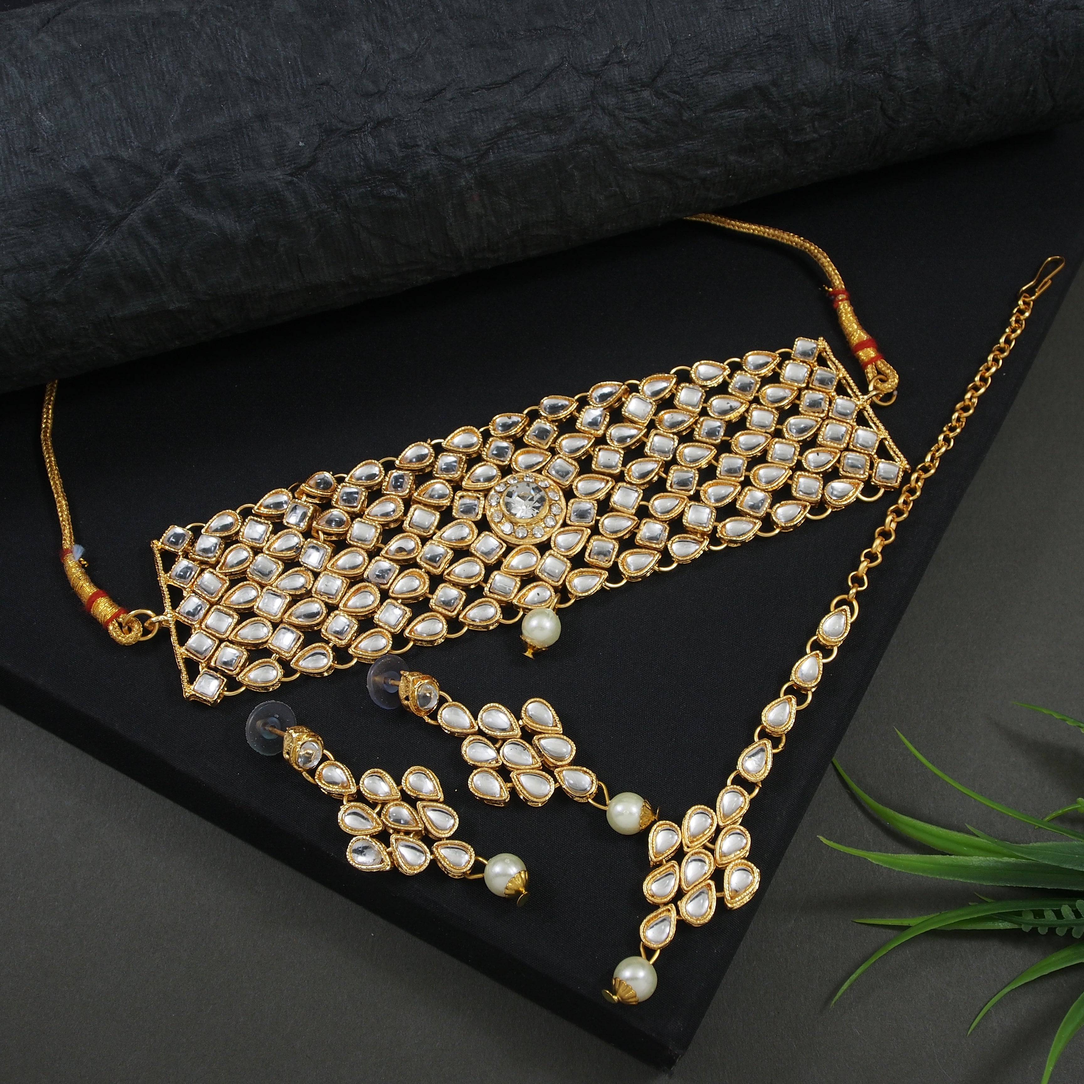 Gold Plated CZ Stone Jewellery Set