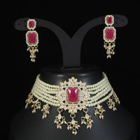 Gold Plated Kundan Stone Choker Jewellery Set