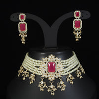 Gold Plated Kundan Stone Choker Jewellery Set