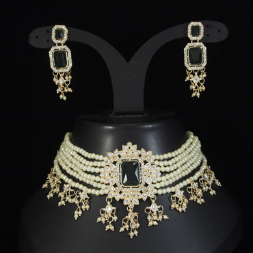 Gold Plated Kundan Stone Choker Jewellery Set