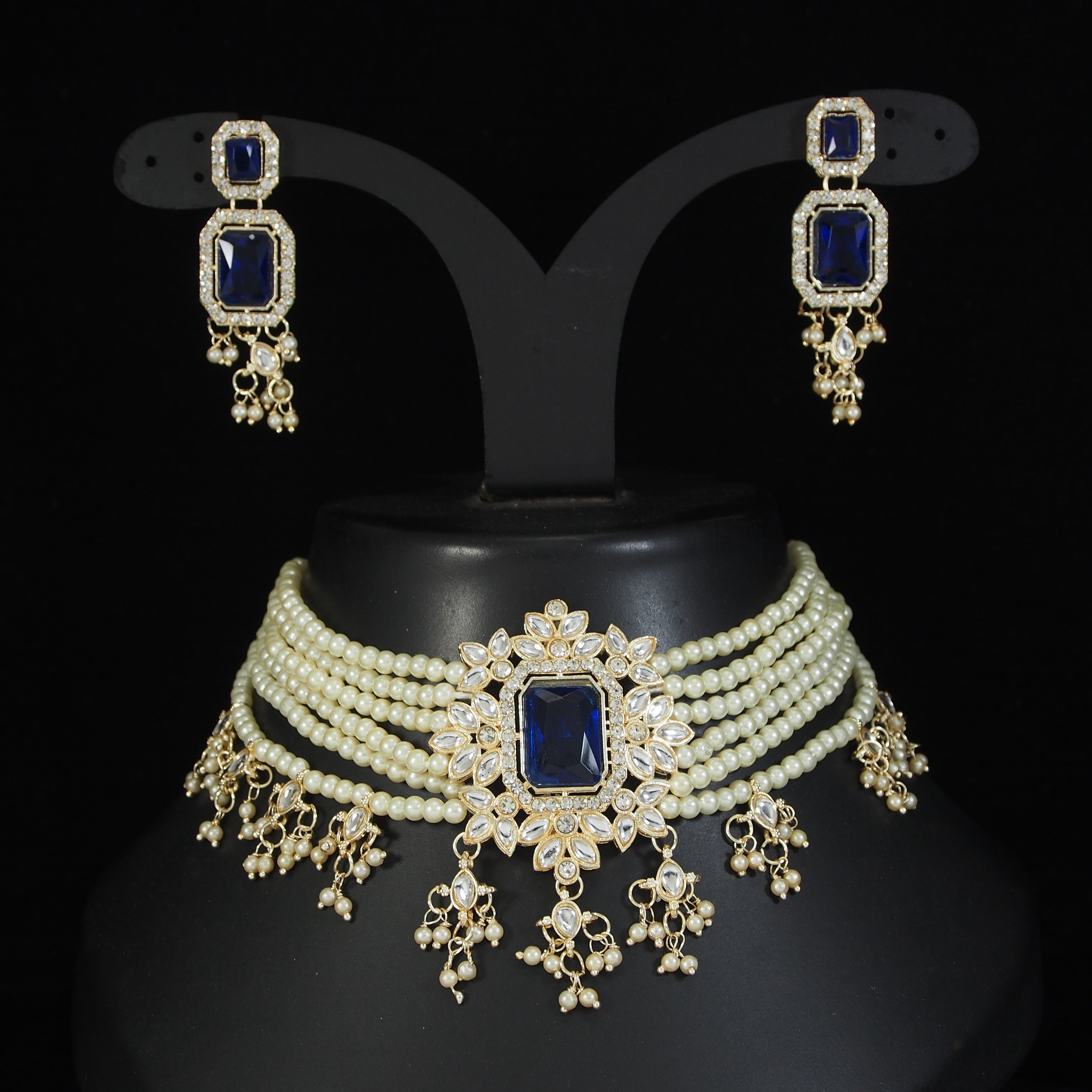 Gold Plated Kundan Stone Choker Jewellery Set