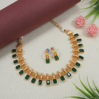 Fancy South Indian Gold Plated Temple Necklace With Earrings Jewellery Set For For Women And Girls