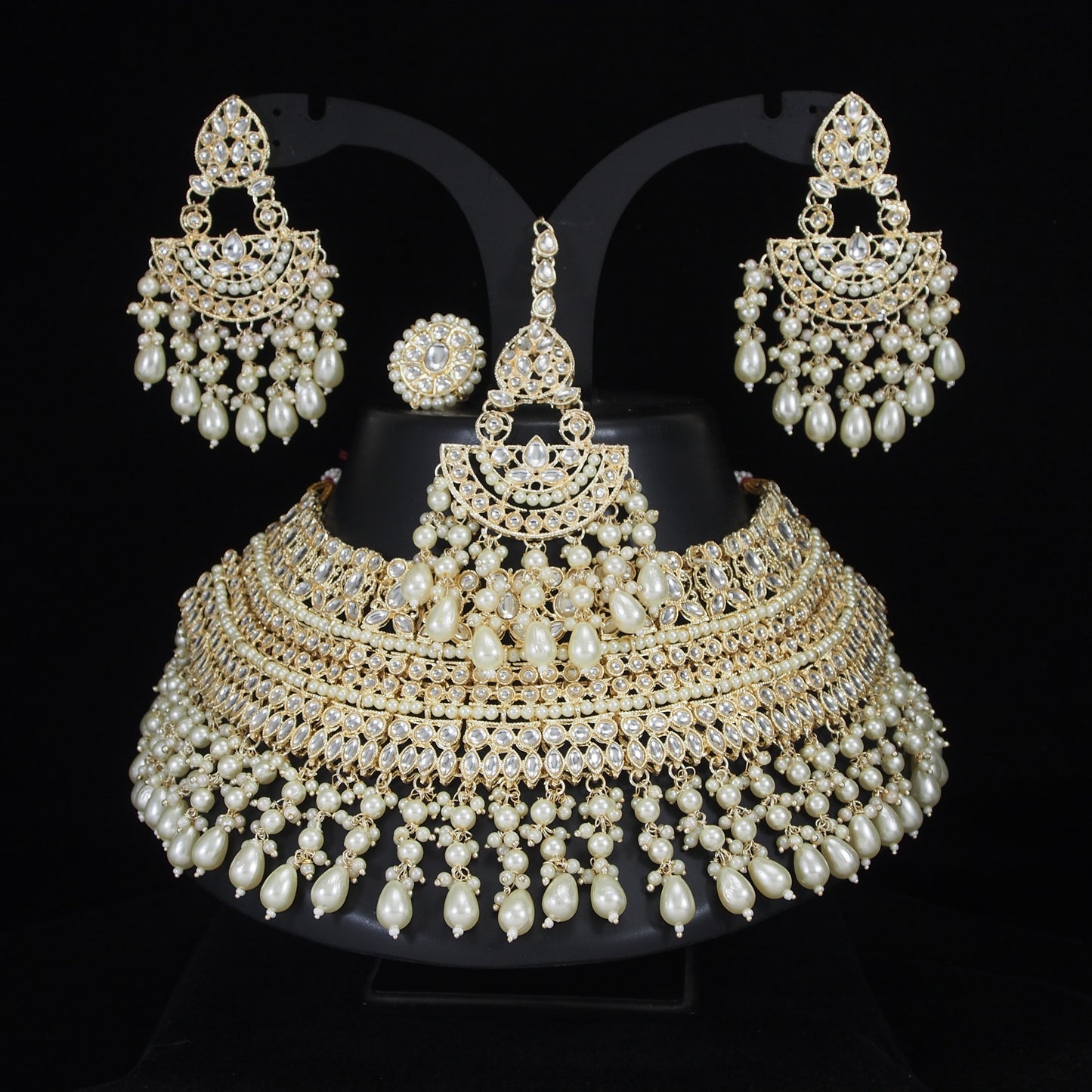 Emerald Green Pearl Bridal Jewellery Set