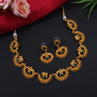 Ethnic Traditional Gold Plated Hathi And Laxami Design Choker Temple Necklace With Earring Jewellery Set For Women And Girls