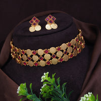 Traditional Geometric Coin Temple Necklace Set