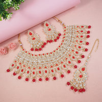 Pastel Pink Bridal Choker Set with Maang Tikka
