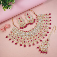 Pastel Pink Bridal Choker Set with Maang Tikka