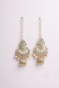 Oversized Kundan Statement Dangles with Pearl Beadwork