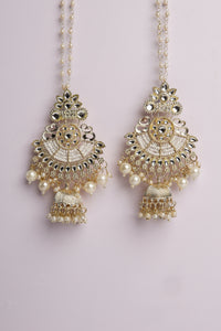Oversized Kundan Statement Dangles with Pearl Beadwork