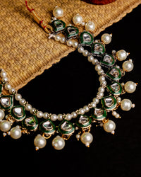 Antique Gold Meenakari Pearl Choker Set