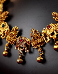Traditional Lakshmi & Gaja Temple Necklace Set