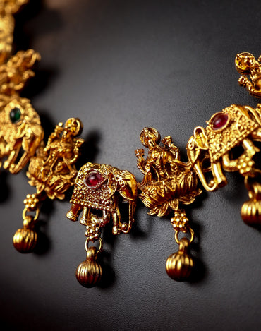 Traditional Lakshmi & Gaja Temple Necklace Set