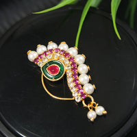 Pearl Nath - Festive Multi-Stone Clip-On Nose Ring for Weddings