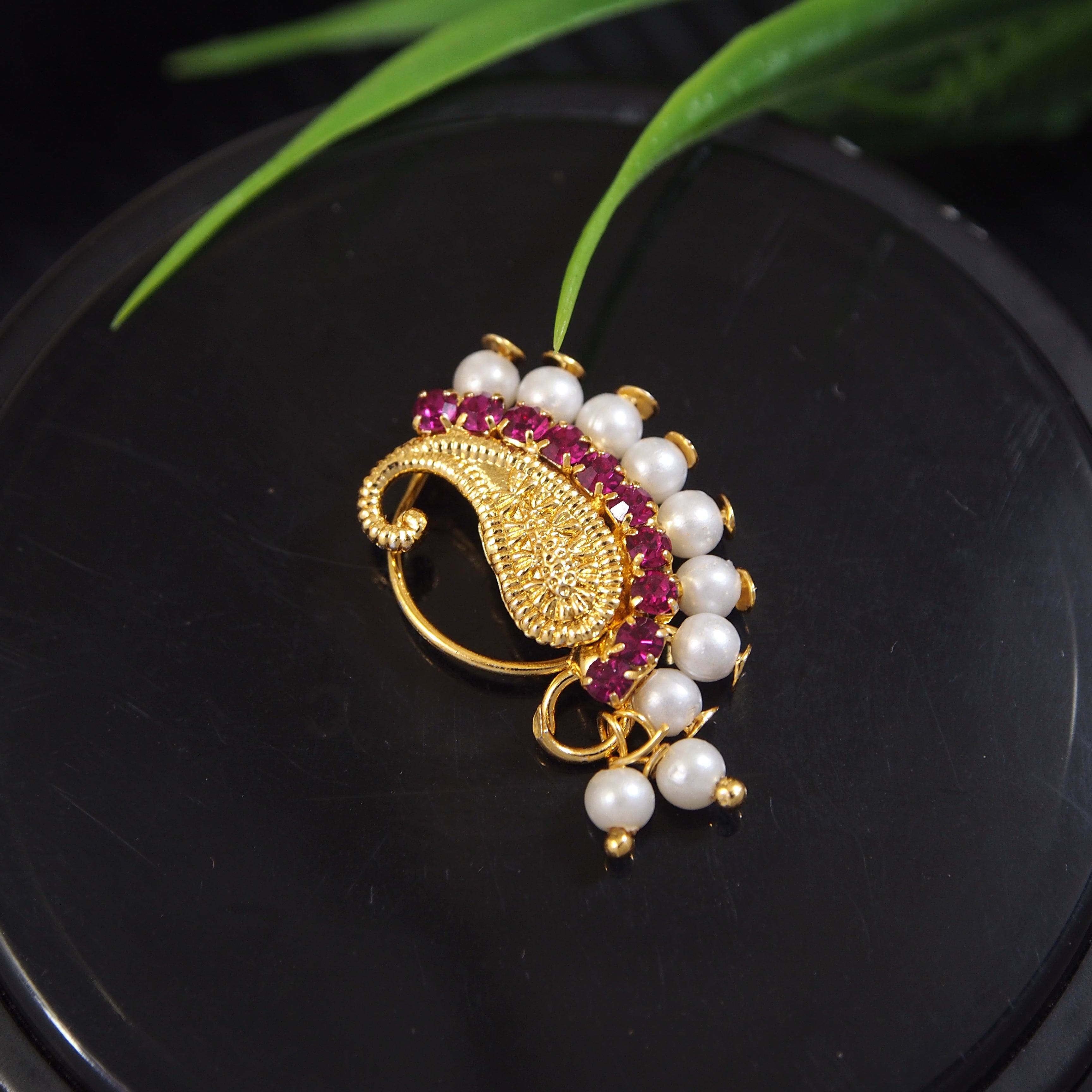 Pearl Nath - Festive Multi-Stone Clip-On Nose Ring for Weddings