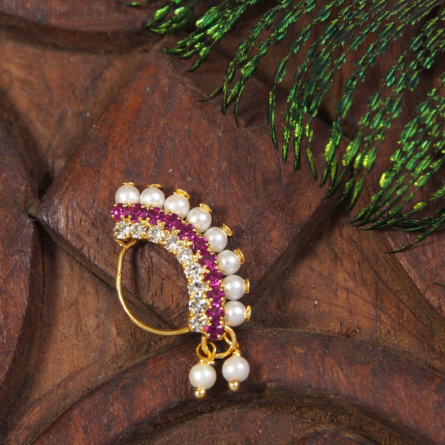 Pearl Nath - Festive Multi-Stone Clip-On Nose Ring for Weddings