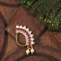 Pearl Nath - Festive Multi-Stone Clip-On Nose Ring for Weddings