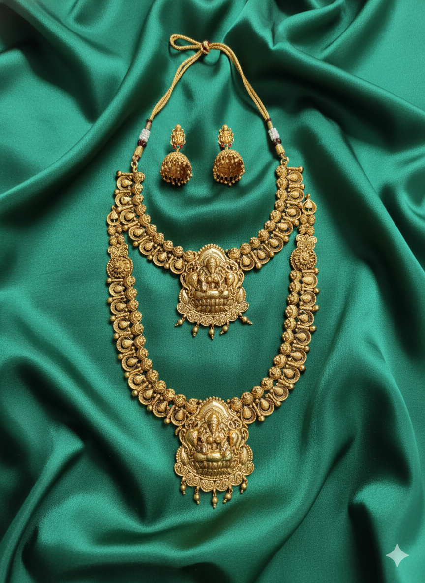 Lakshmi Motif Temple Bridal Combo Jewellery Set