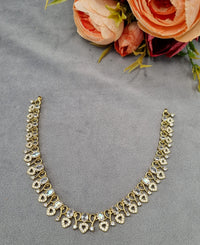 Filigree Paisley American Diamond Necklace Set with Chandelier Earrings