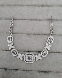 Floral & Geometric Baguette American Diamond Choker Set