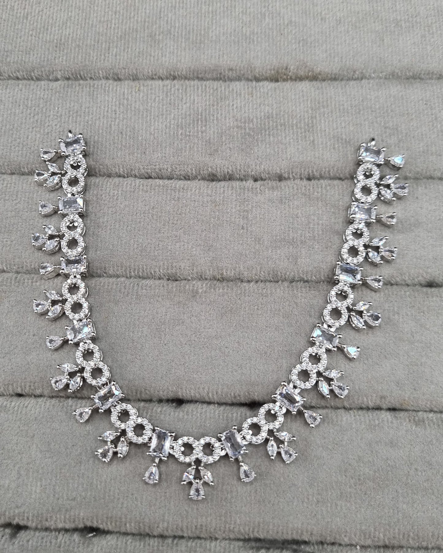 Contemporary Cubic Zirconia Statement Necklace Set