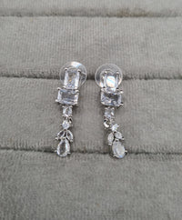 Art Deco Baguette & Teardrop CZ Necklace Set with Matching Drops