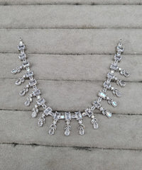 Art Deco Baguette & Teardrop CZ Necklace Set with Matching Drops