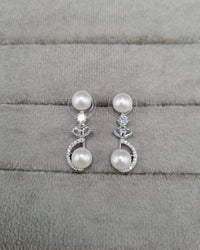 Scalloped Pavé CZ Pearl Choker Set with Matching Drops