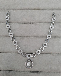 Minimalist Pavé Drop American Diamond Necklace Set