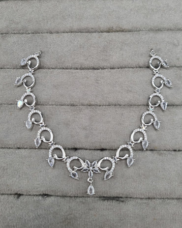 Delicate Blossom Teardrop American Diamond Choker Set