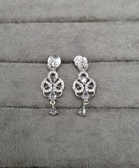 Scroll Wave American Diamond Necklace Set with Teardrop Earrings