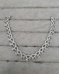 Scroll Wave American Diamond Necklace Set with Teardrop Earrings