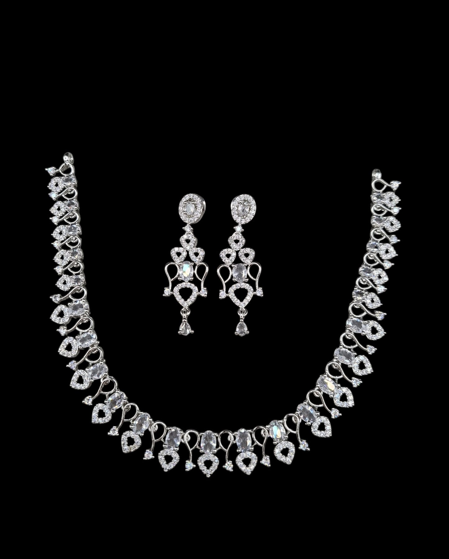 Sparkling American Diamond Necklace and Earrings Set