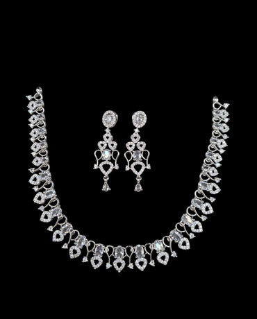 Sparkling American Diamond Necklace and Earrings Set
