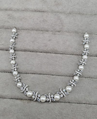 Elegant Botanical Pearl & American Diamond Choker Set