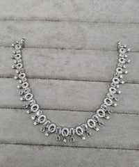 Teardrop Fringe American Diamond Choker Set with Dangling Earrings