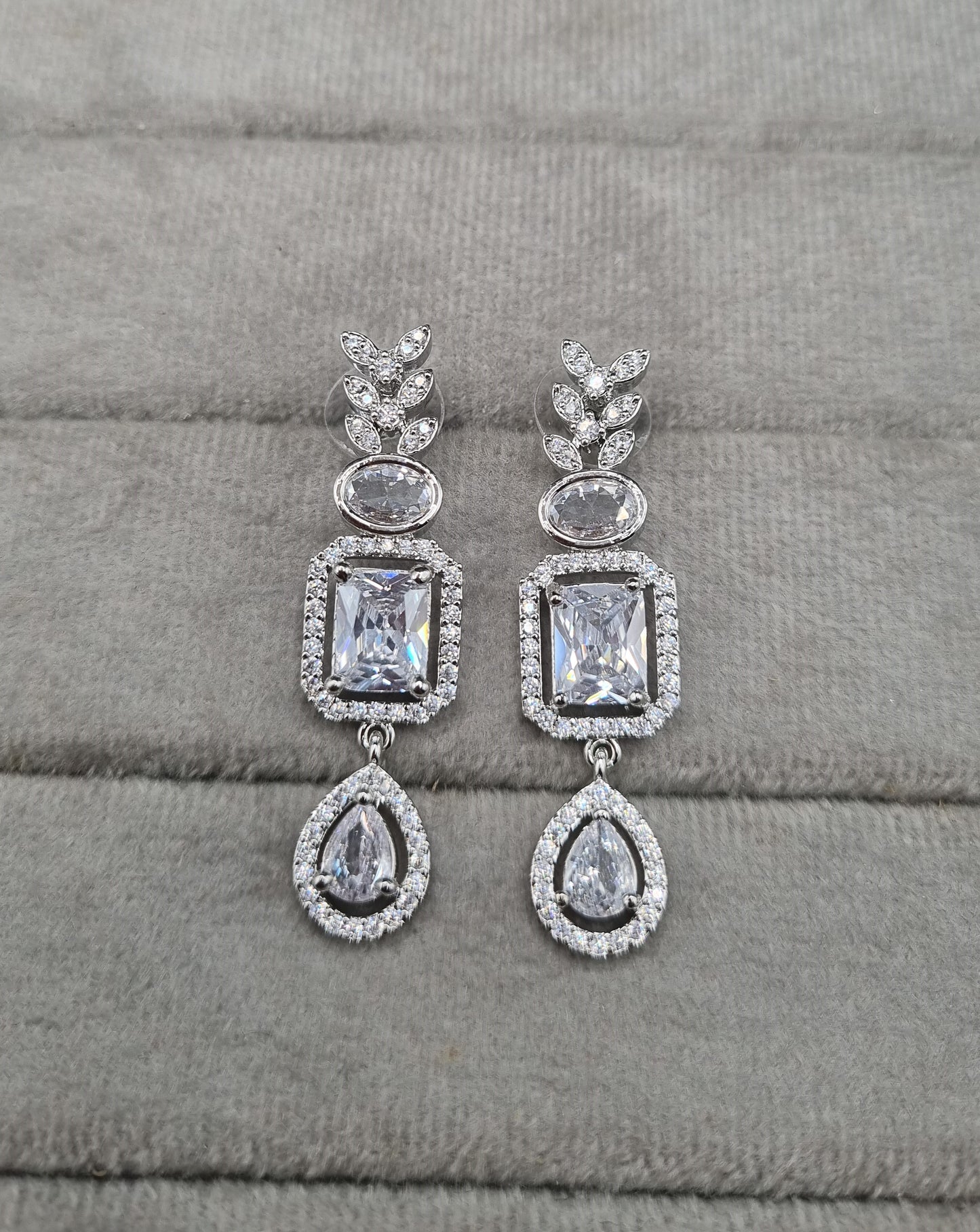Layered American Diamond Necklace & Earring Set