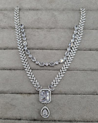 Layered American Diamond Necklace & Earring Set