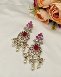 Ruby Pink Kundan Choker Set with Maang Tikka and Earrings