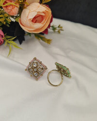 Royal Square Kundan Cocktail Ring