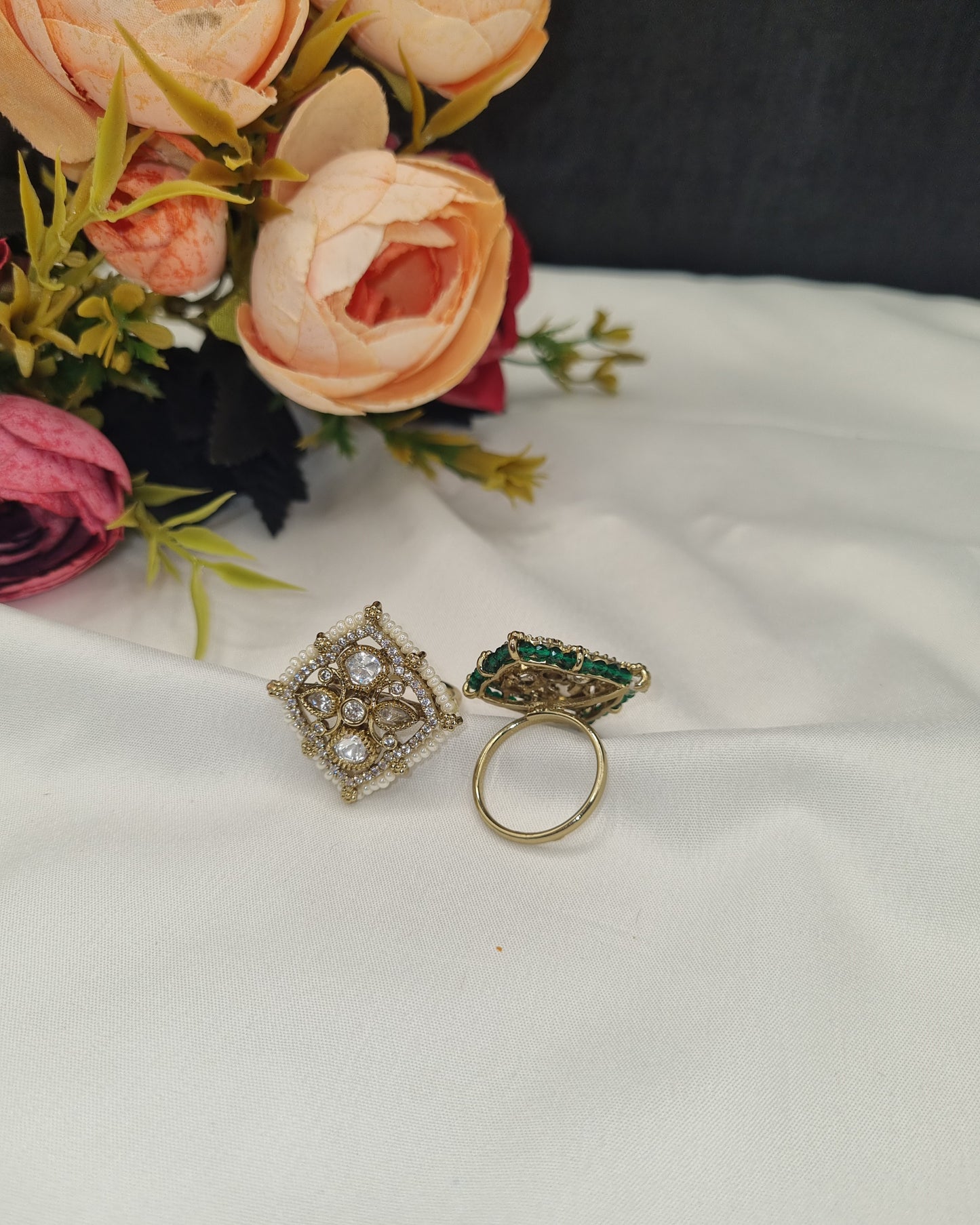 Royal Square Kundan Cocktail Ring