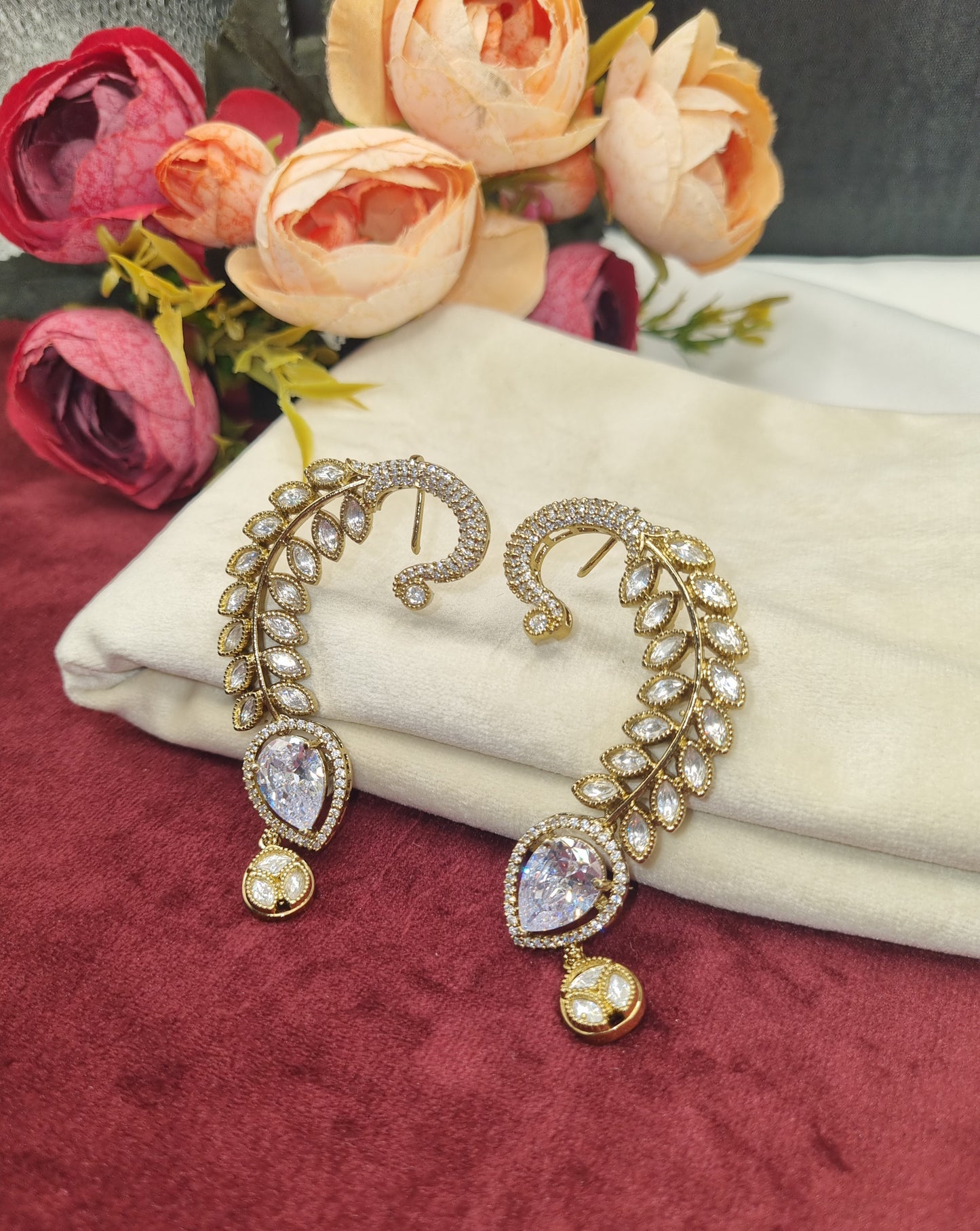 Heritage Peacock Vine Ear Cuffs