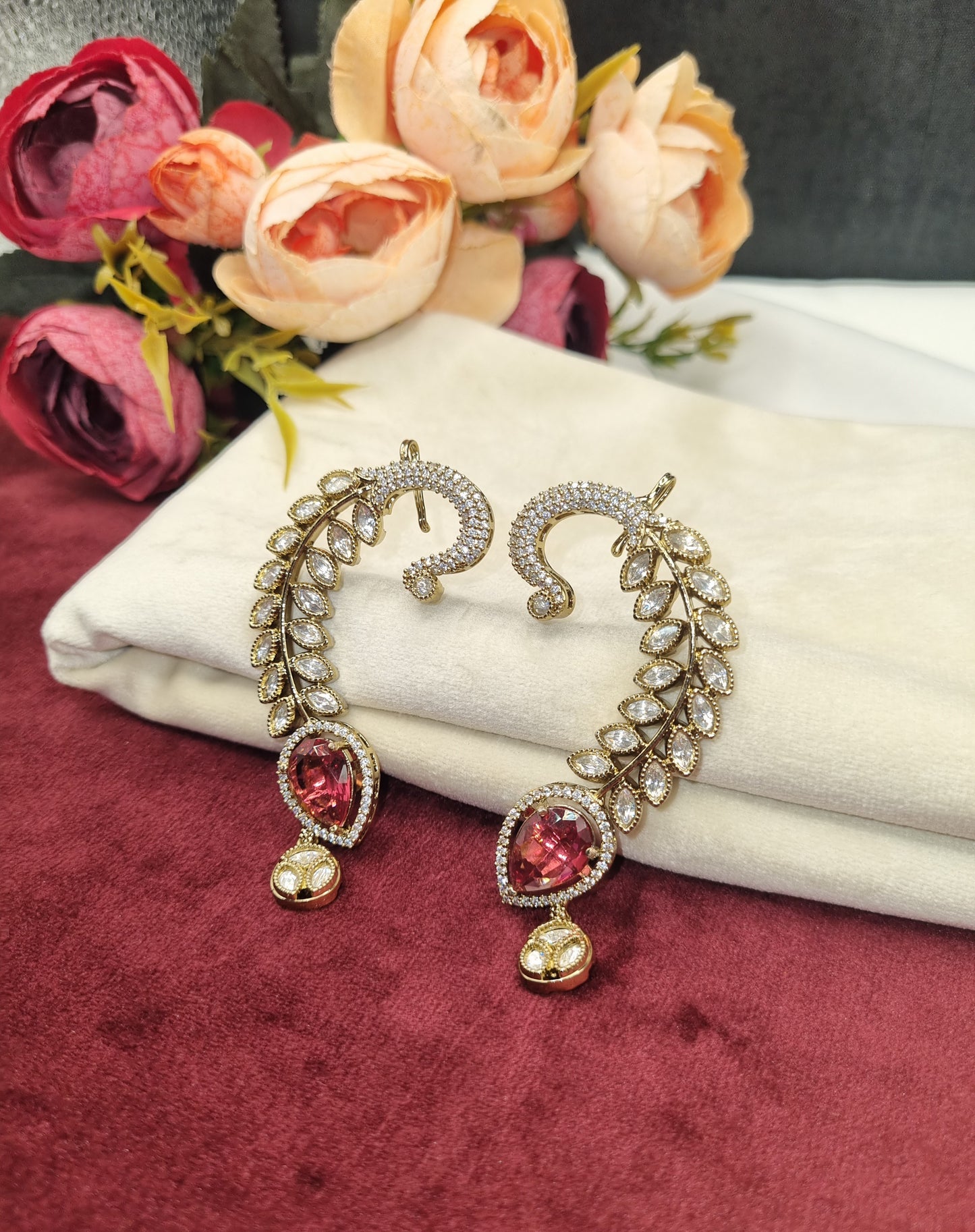 Heritage Peacock Vine Ear Cuffs