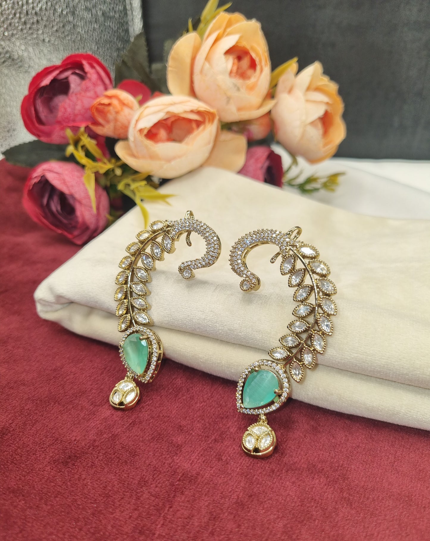 Heritage Peacock Vine Ear Cuffs