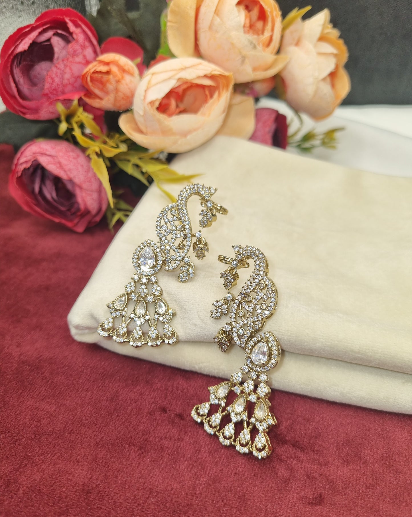 Heritage Peacock Cascade AD Earrings