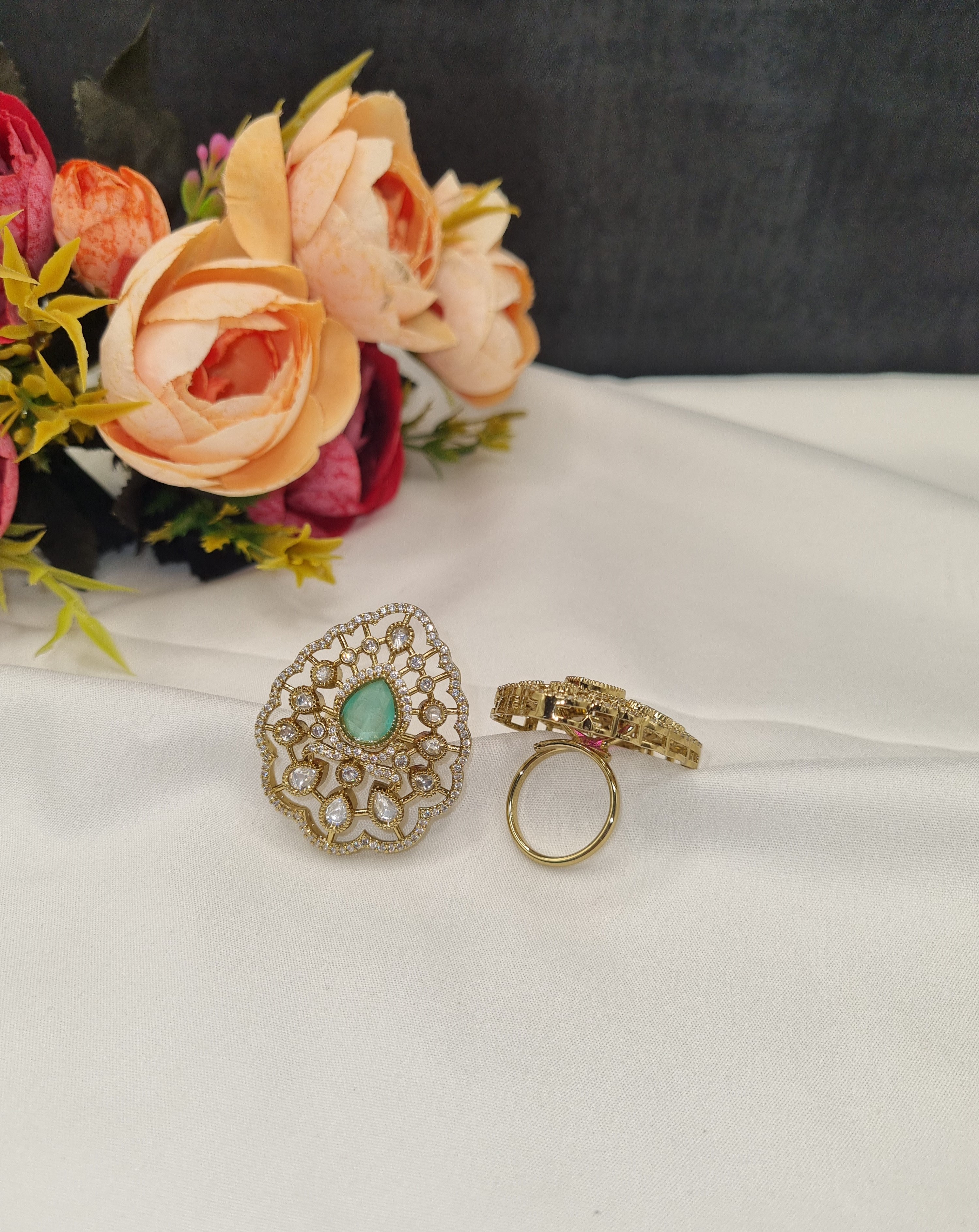 Royal Teardrop Kundan Cocktail Ring