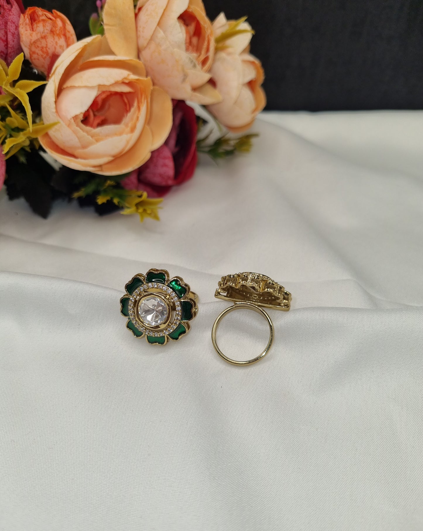 Royal Floral Kundan Ring