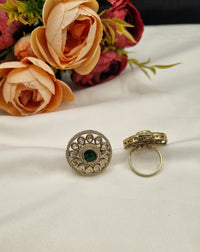 Floral Medallion Kundan Ring