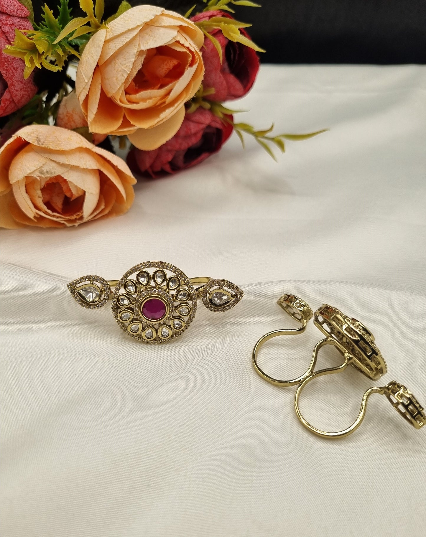 Chakra Three-Finger Kundan Ring