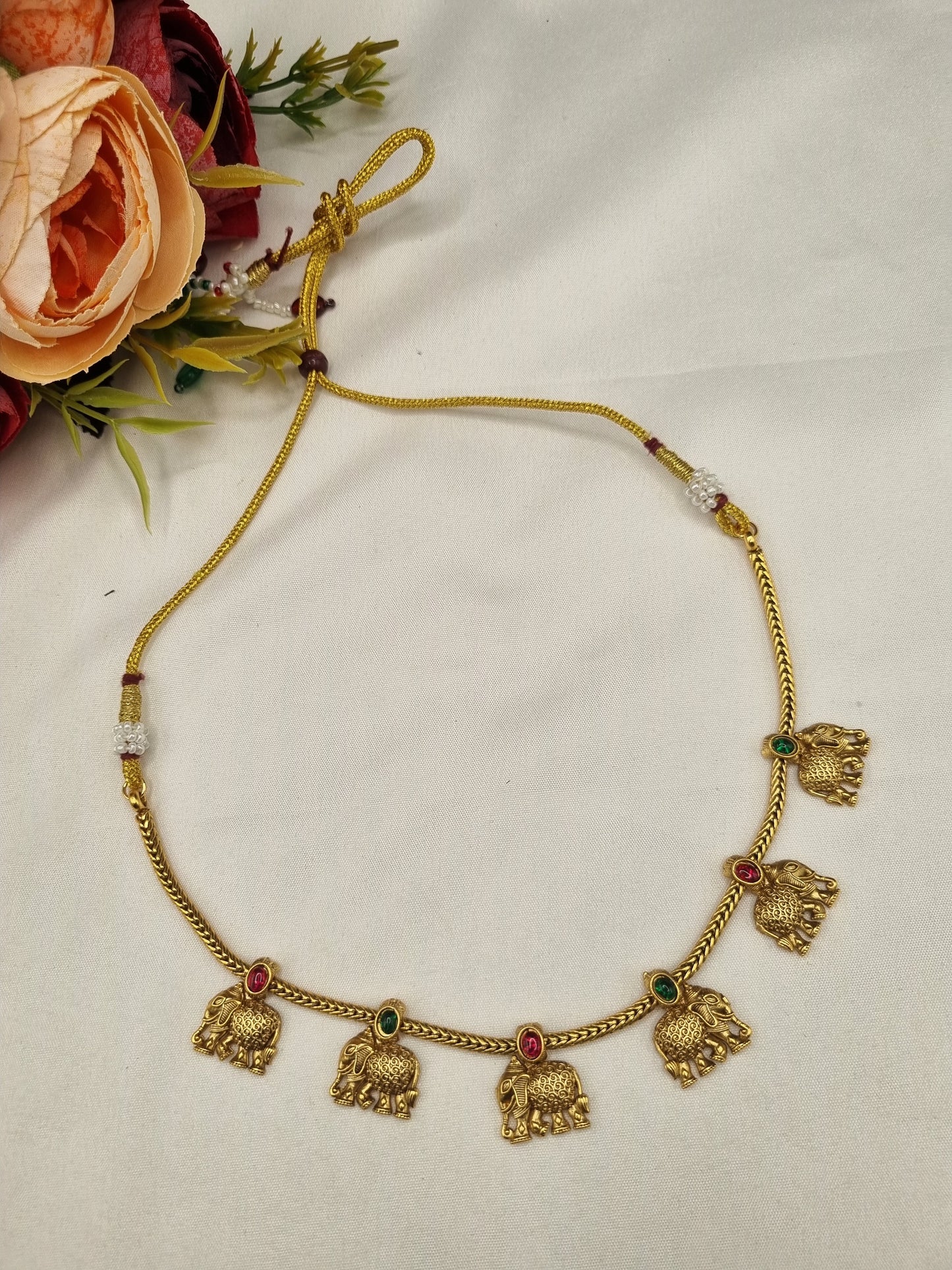 Suthon Style Elephant Motif Charm Necklace Set