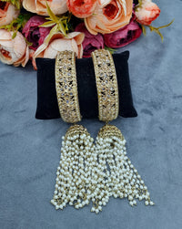 Traditional Kada Bangles with Hanging Pearl Jhumkas